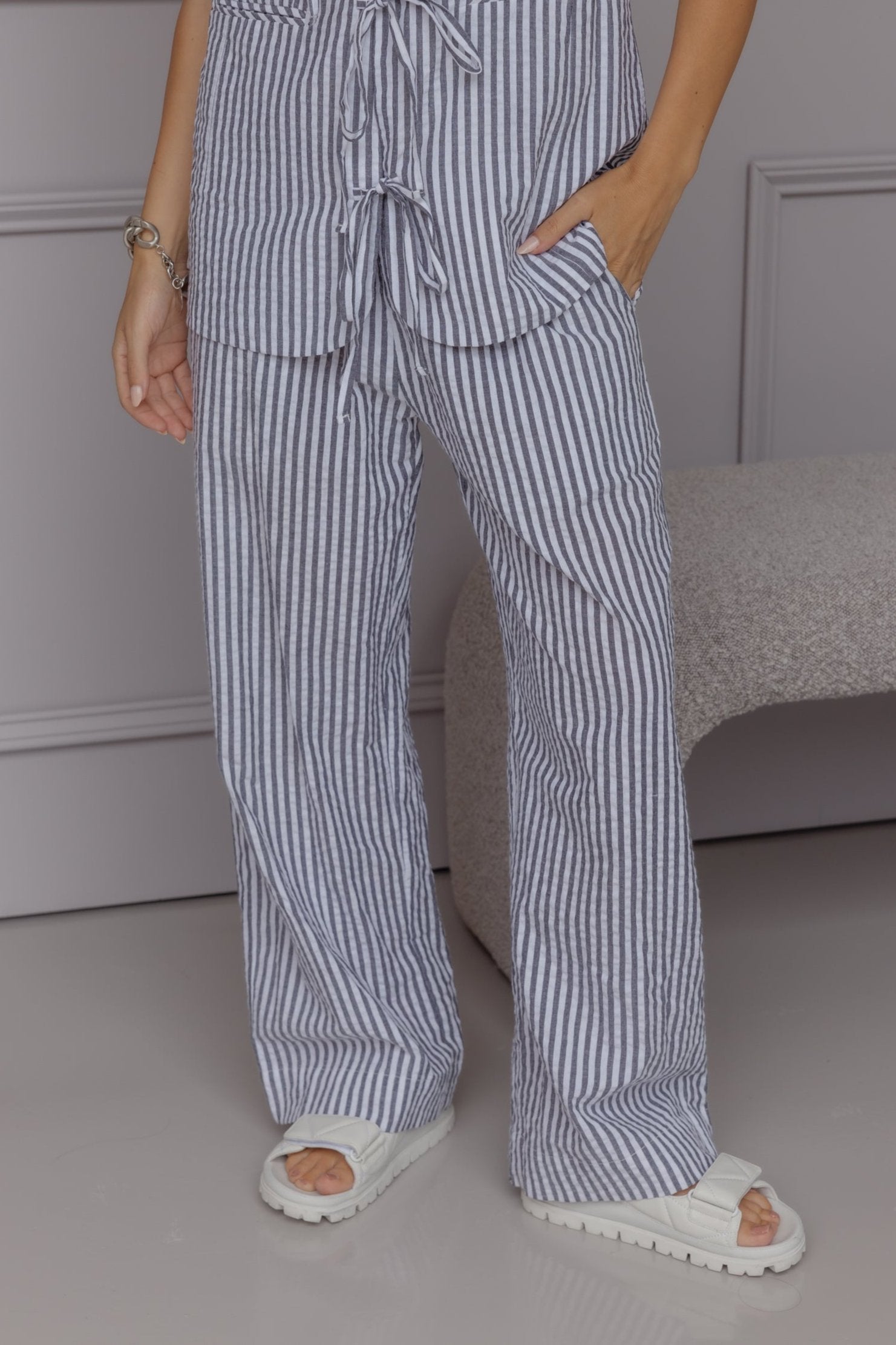 DENIS Pants Black Stripe