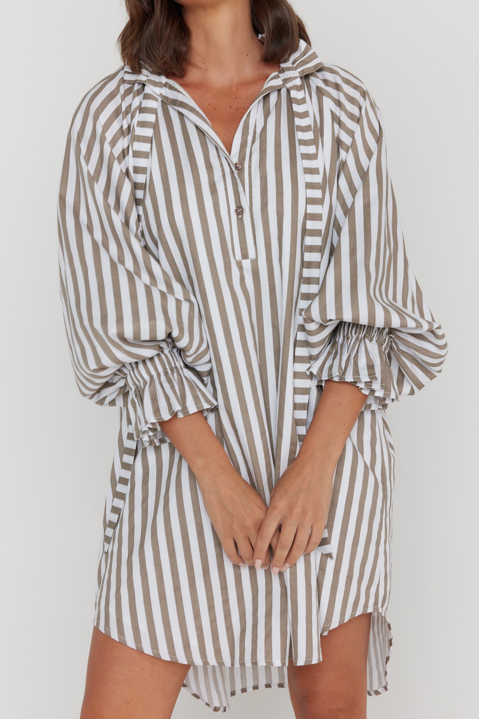 LYCIUM Dress Taupe Stripe