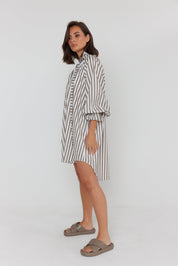 LYCIUM Dress Taupe Stripe