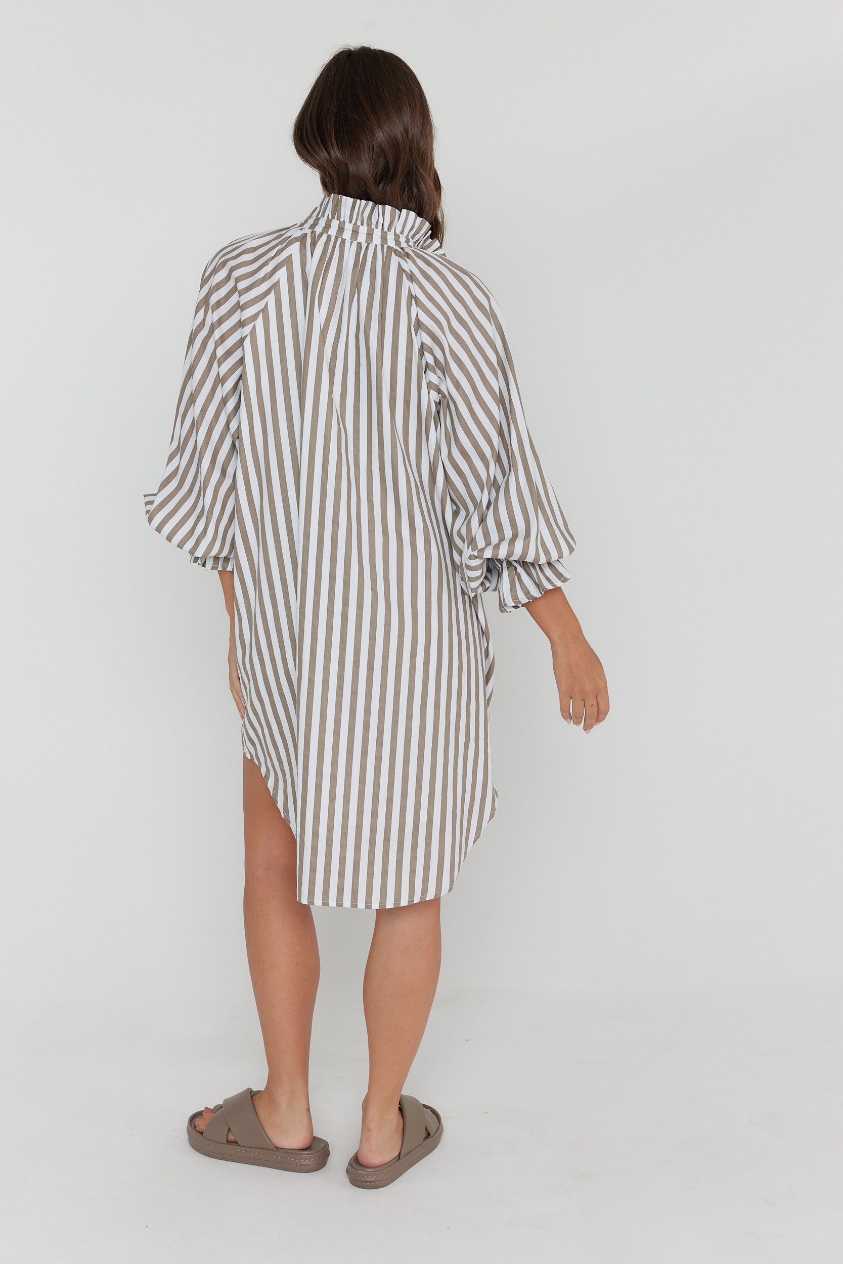 LYCIUM Dress Taupe Stripe