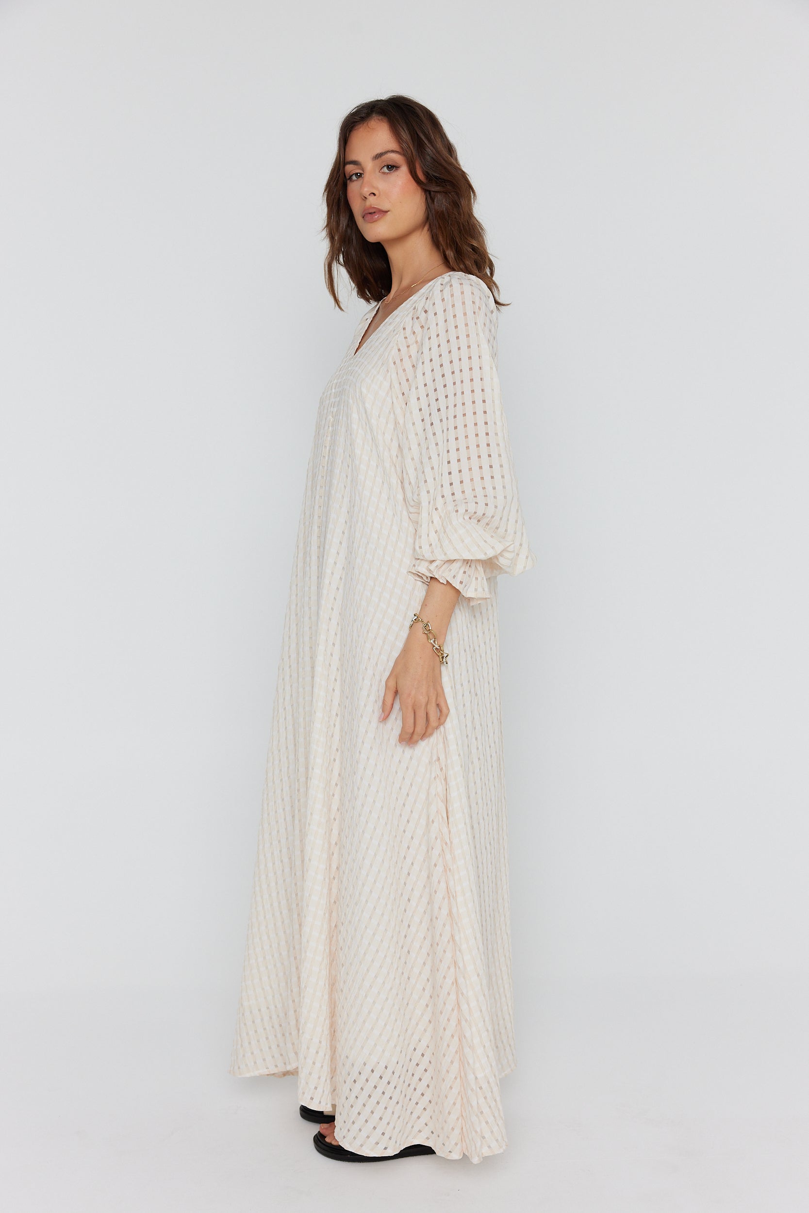 MADERO Dress Chequer Beige