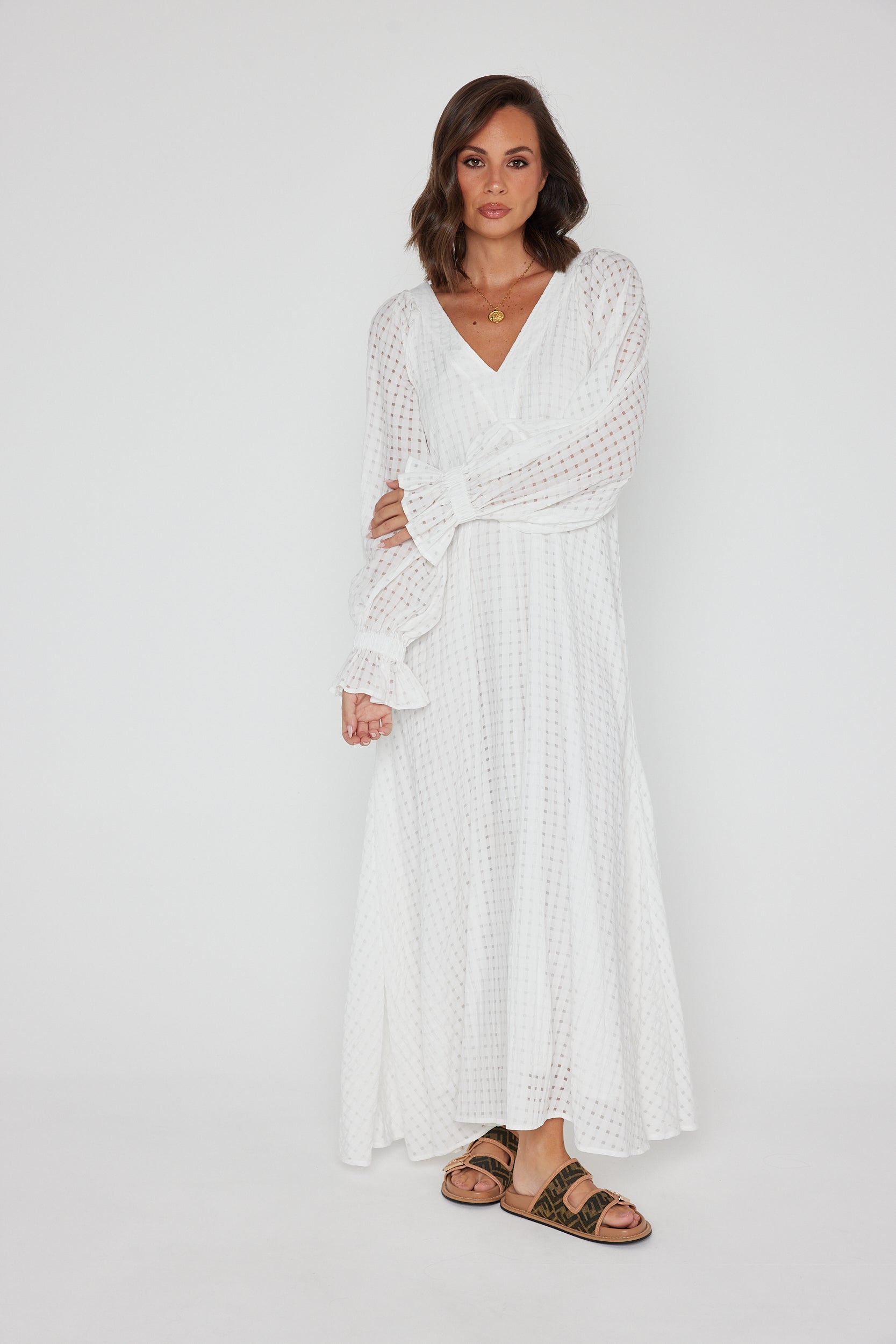 MADERO Dress Chequer White