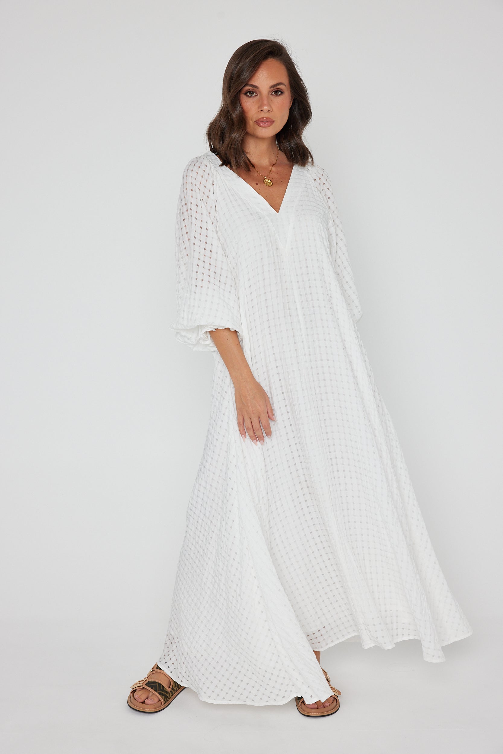 MADERO Dress Chequer White