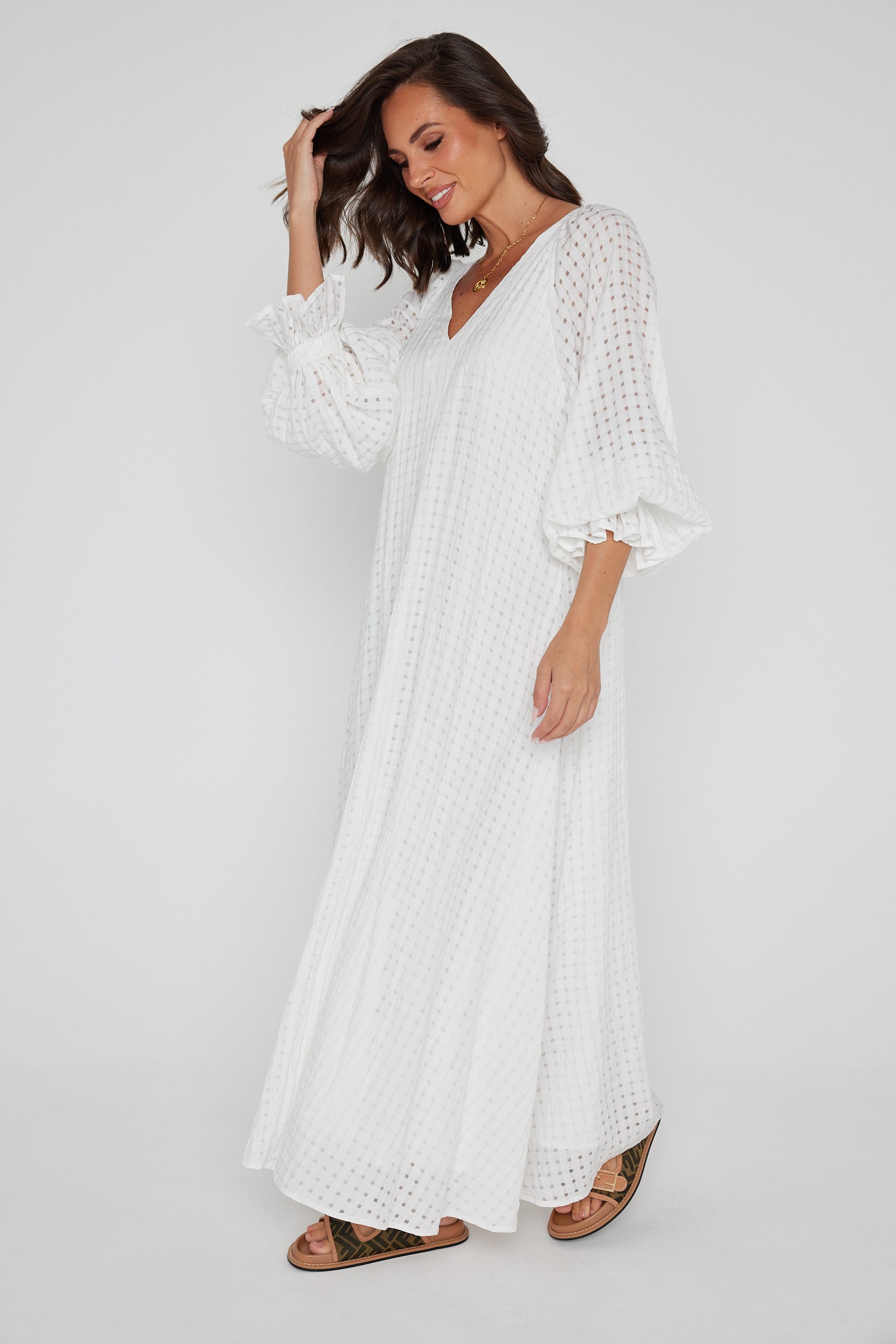 MADERO Dress Chequer White