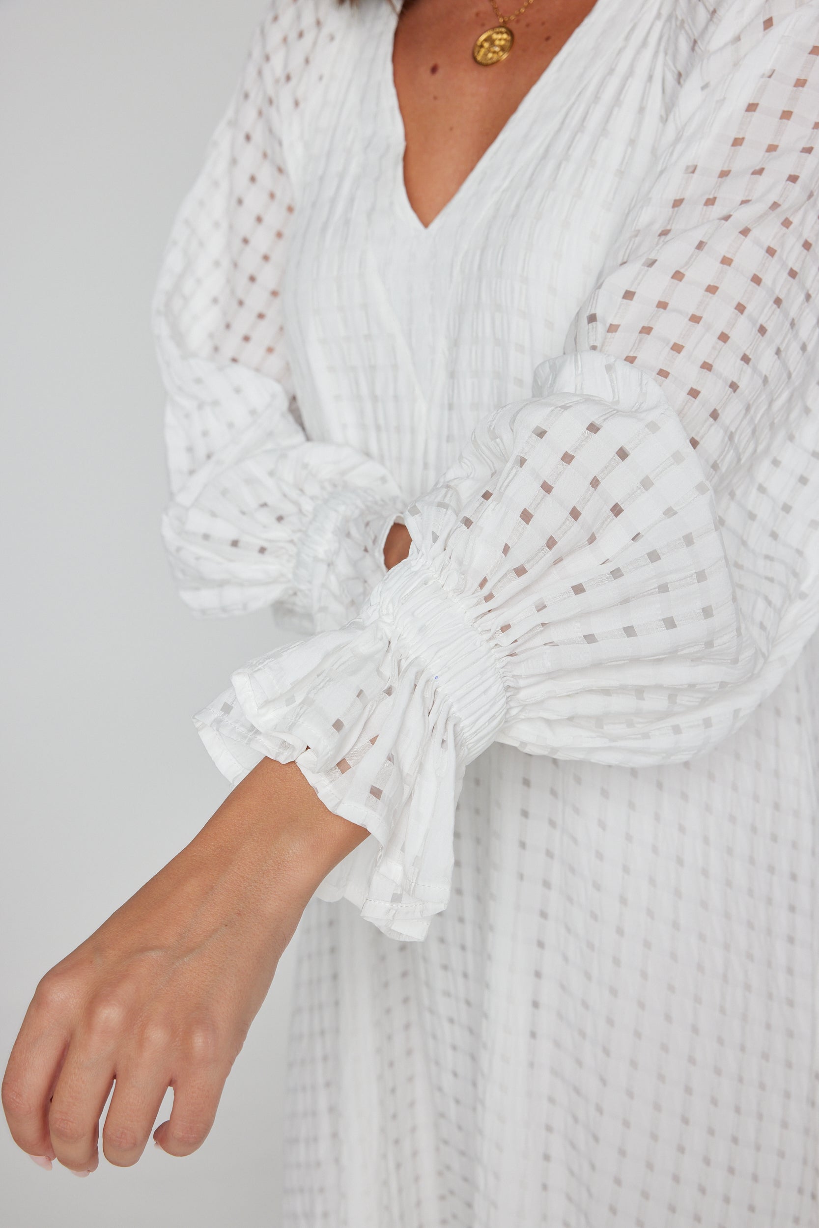 MADERO Dress Chequer White