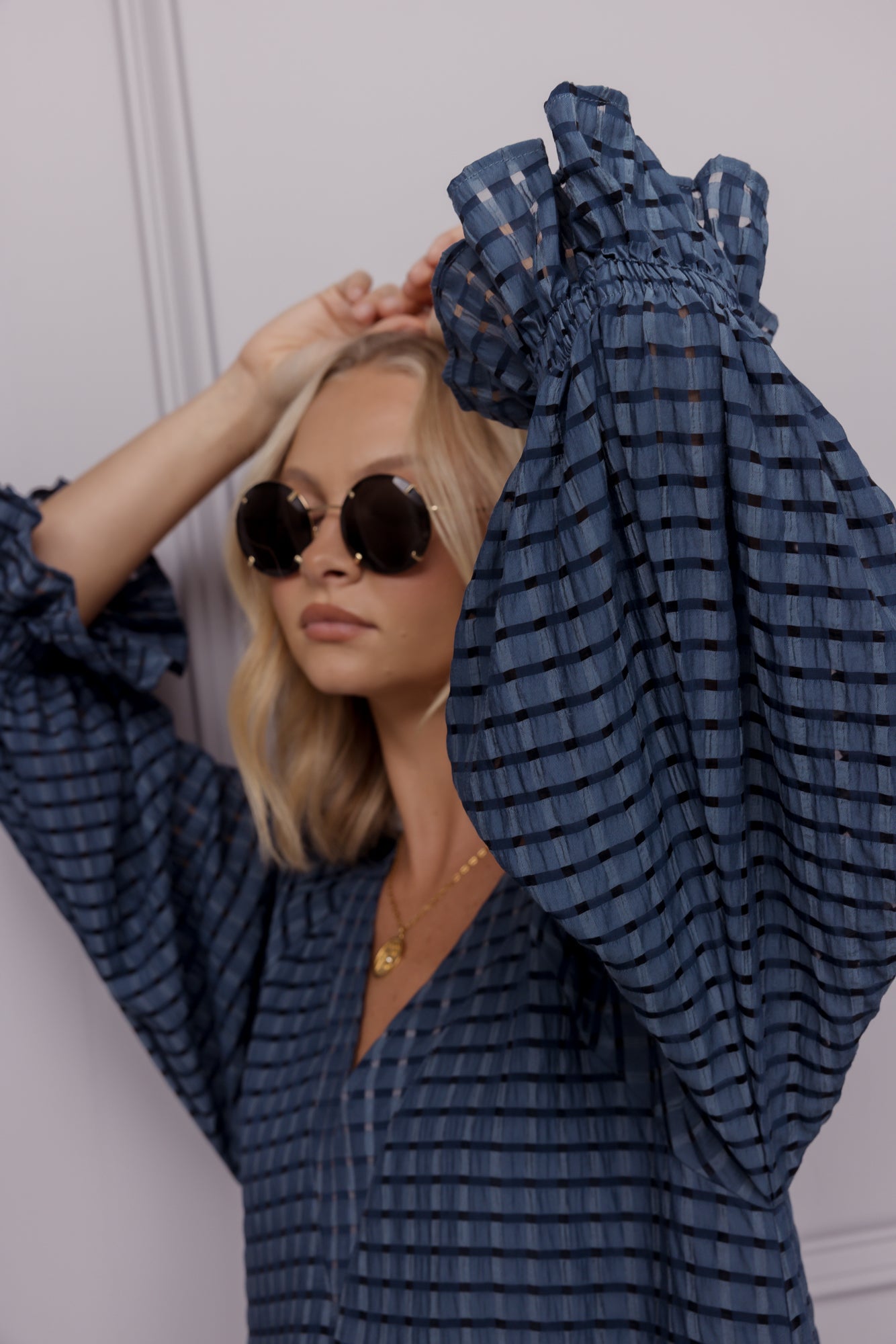 MADERO Dress Chequer Navy