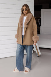 CARLO Faux Coat Tan