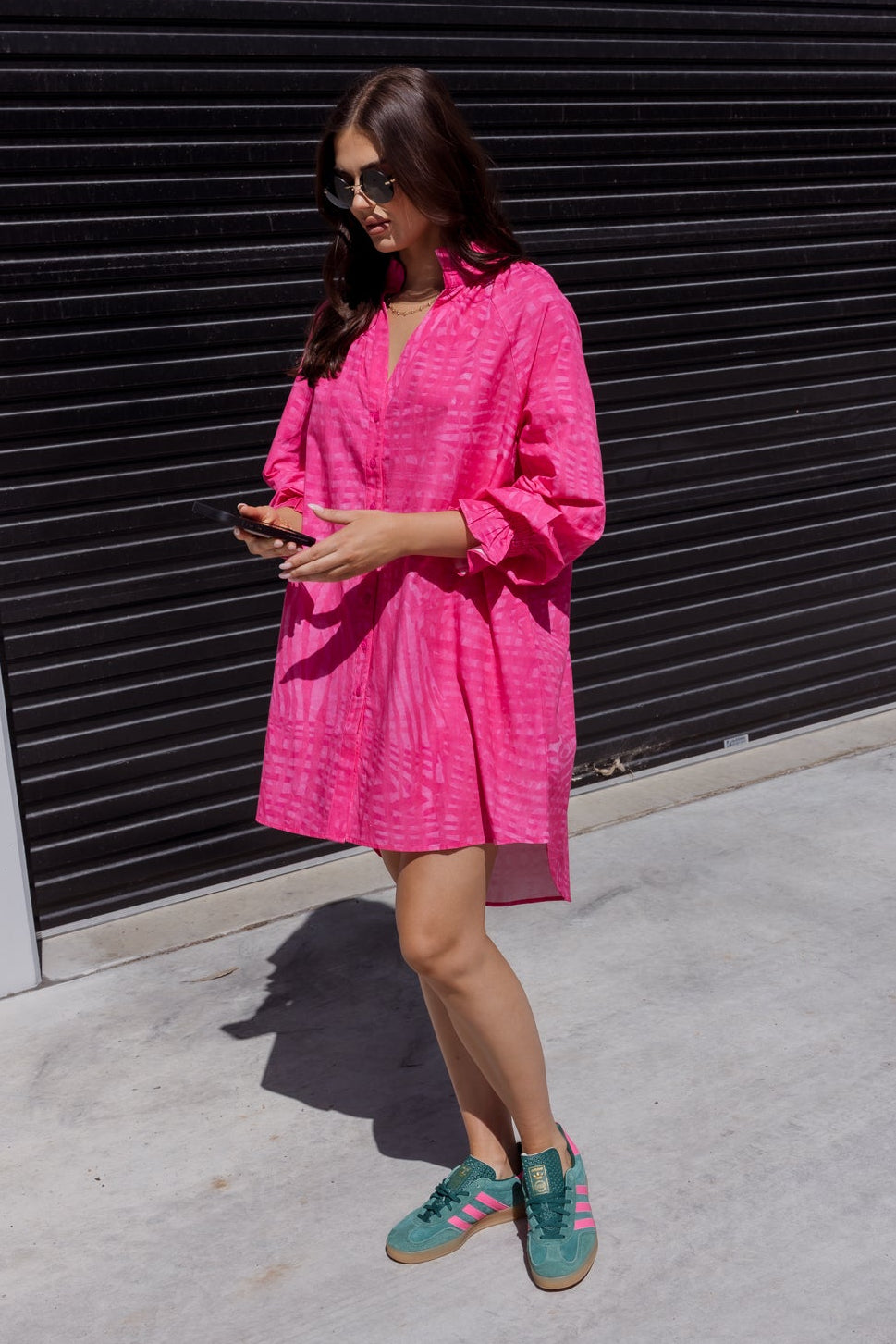 OLLIE Dress Hot Pink Brush Stoke