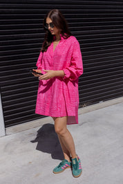 OLLIE Dress Hot Pink Brush Stoke