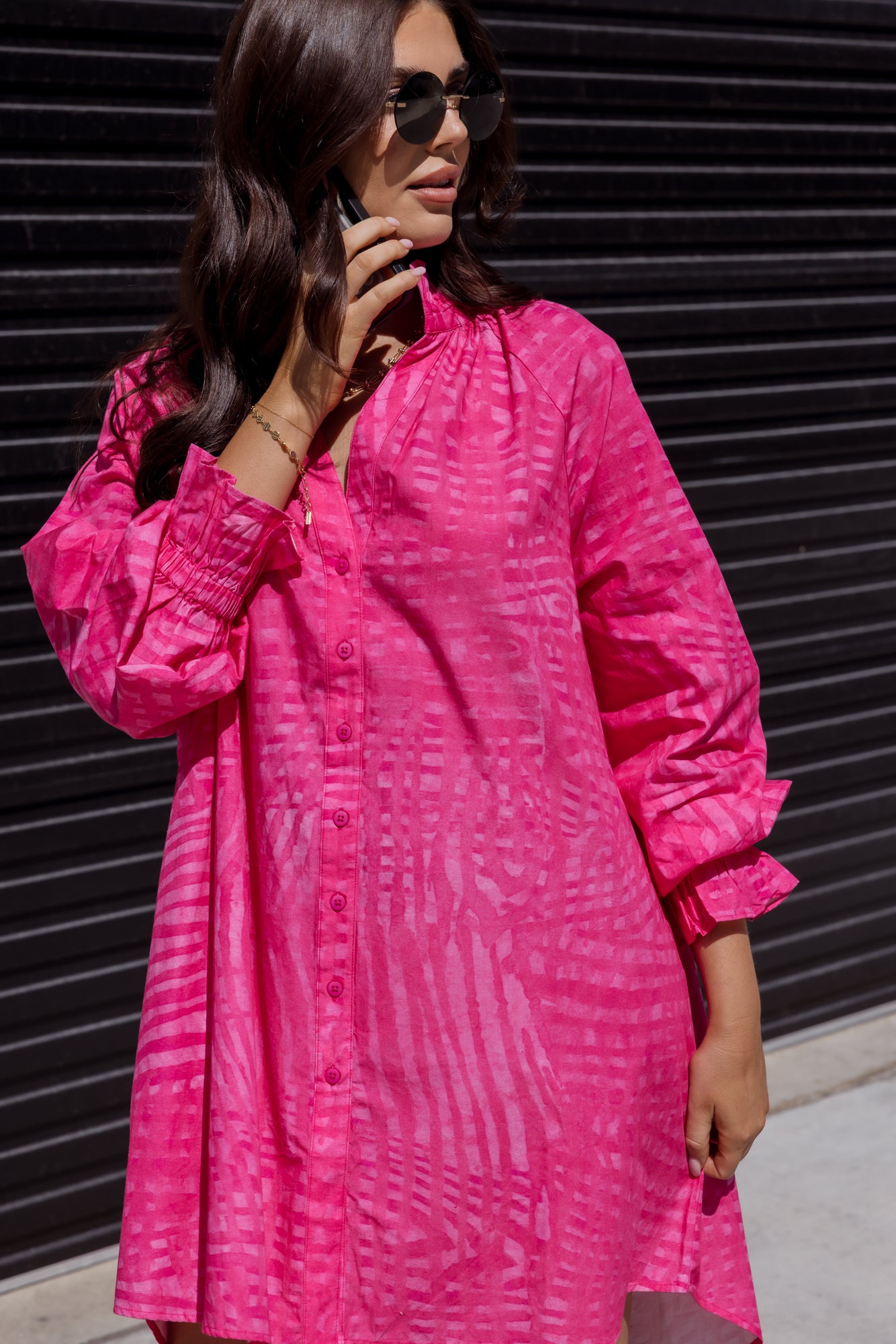 OLLIE Dress Hot Pink Brush Stoke