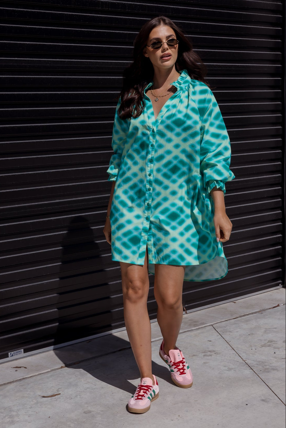 OLLIE Dress Emerald Crosshatch