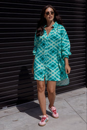 OLLIE Dress Emerald Crosshatch