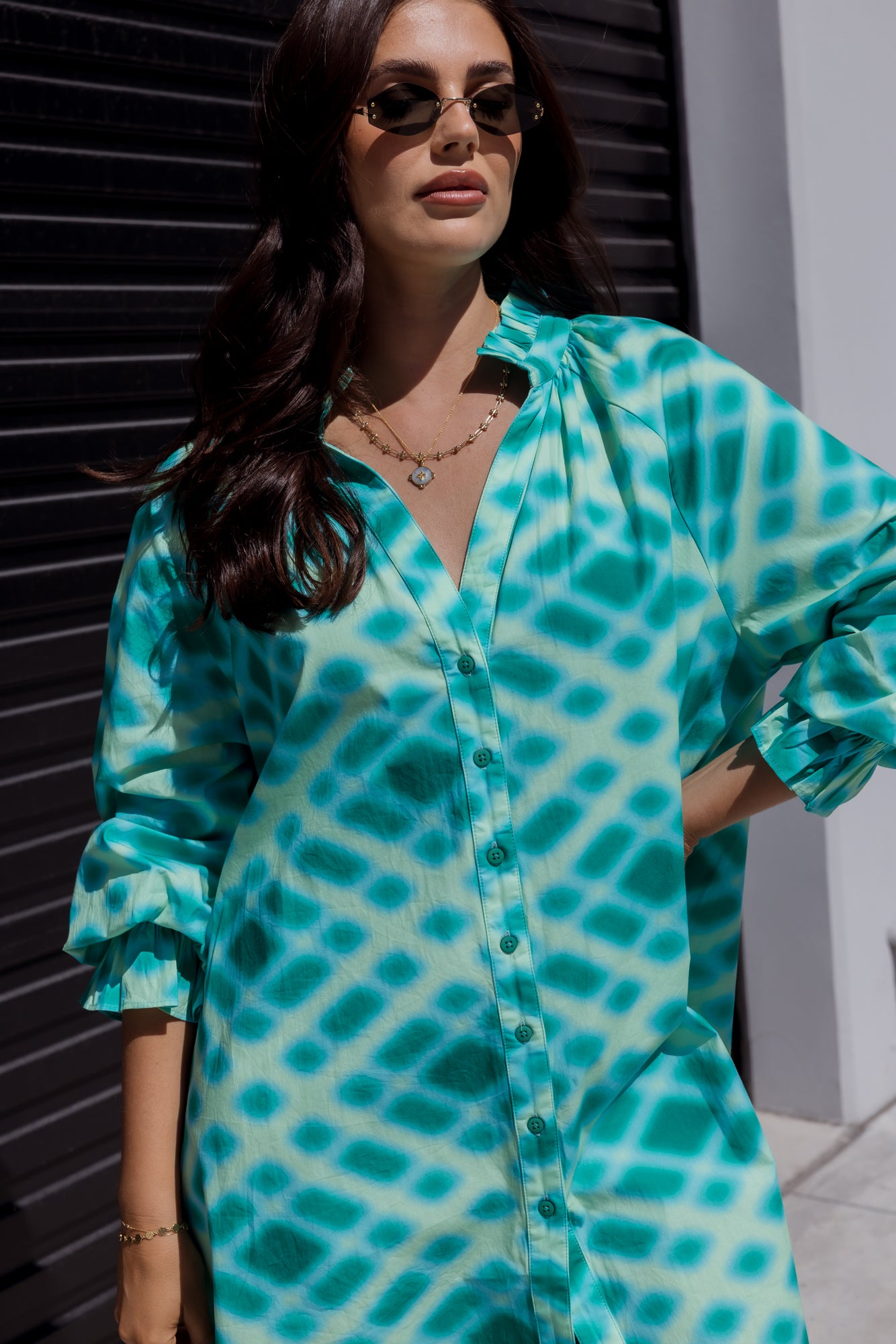 OLLIE Dress Emerald Crosshatch