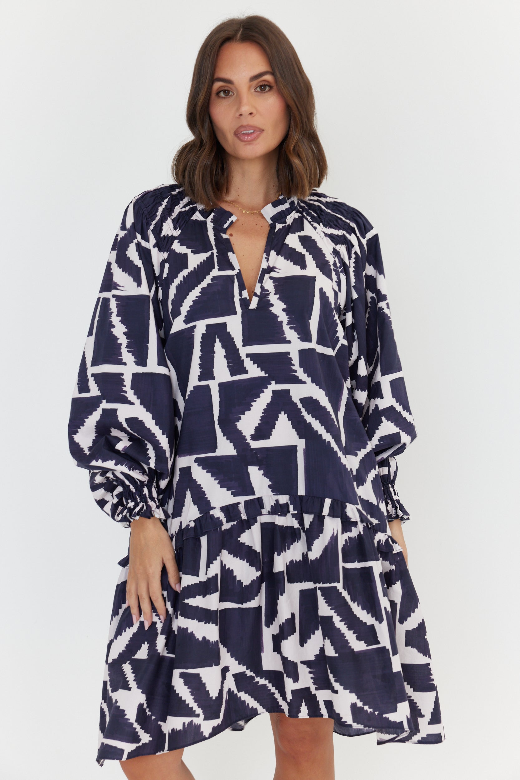 TOMMY Dress Navy Geo Print