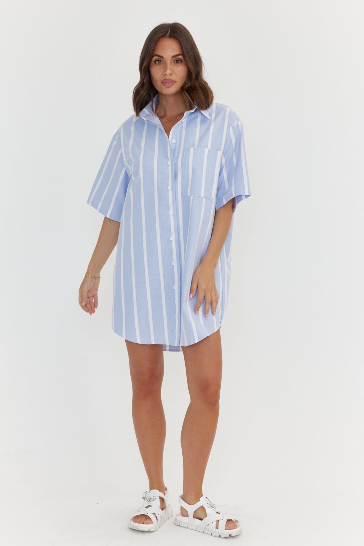 APEX Dress Chambray Blue Stripe