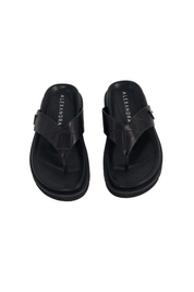 Leather Thong Black Croc