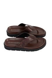 Leather Thong Chocolate Croc