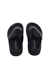 Leather Thong Black Croc