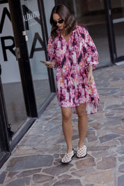 OLLIE Dress Pink Textured Print