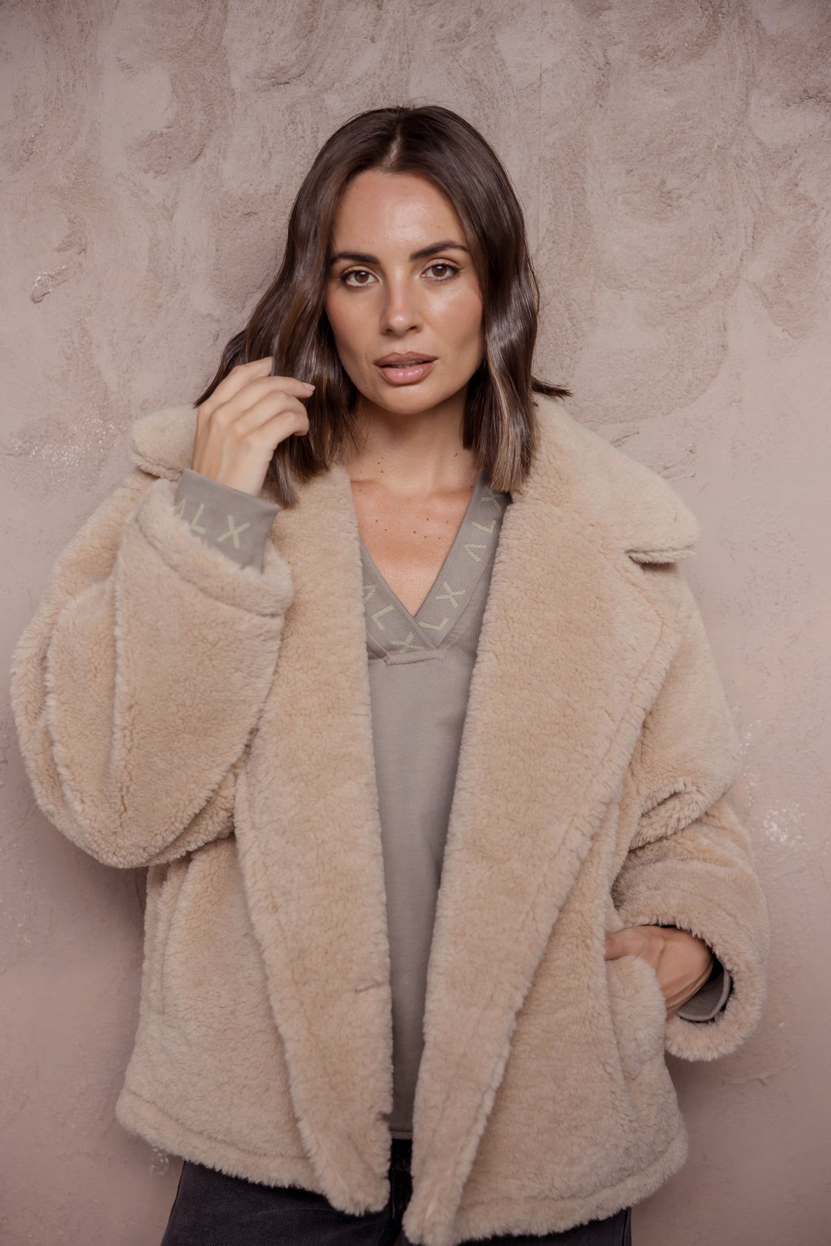 JETTY Faux Jacket Beige