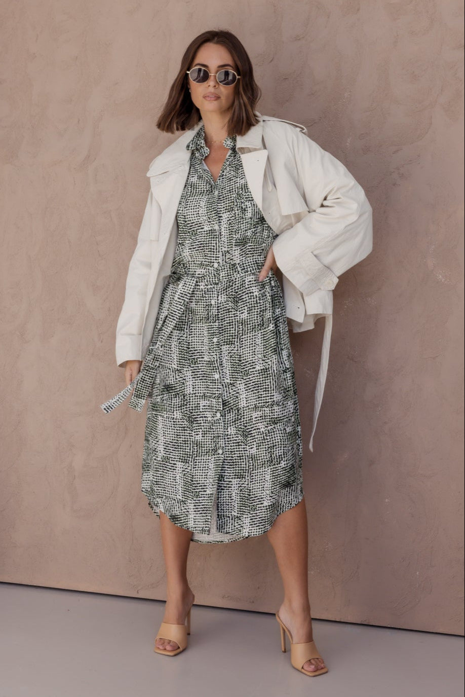 BANTAS Dress Emerald Textured Print