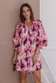 OLLIE Dress Pink Textured Print