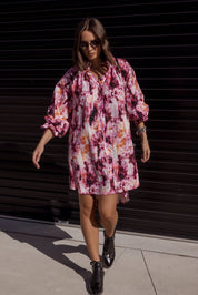 OLLIE Dress Pink Textured Print