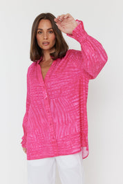 MEEKA Blouse Hot Pink Brush Stoke