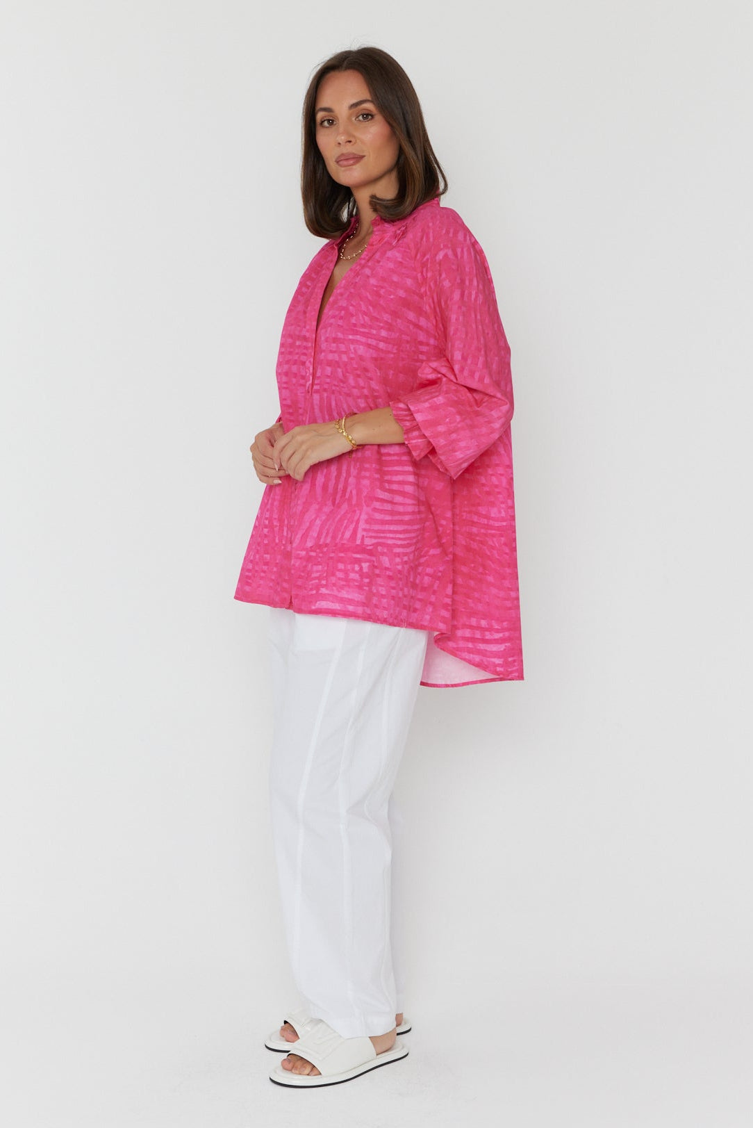 MEEKA Blouse Hot Pink Brush Stoke