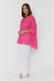 MEEKA Blouse Hot Pink Brush Stoke
