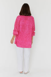 MEEKA Blouse Hot Pink Brush Stoke