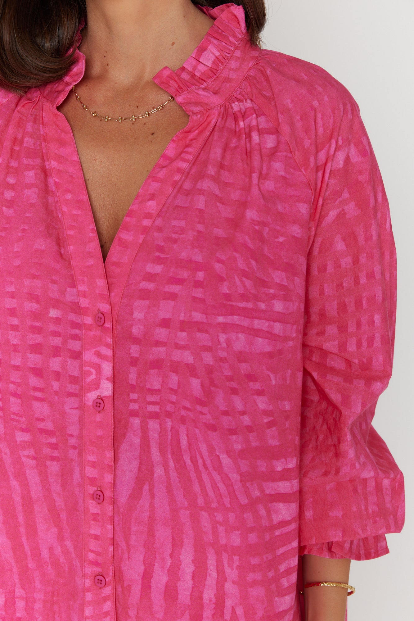 MEEKA Blouse Hot Pink Brush Stoke