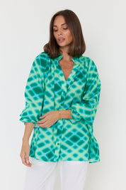 MEEKA Blouse Emerald Crosshatch
