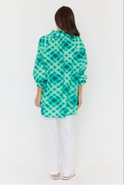 MEEKA Blouse Emerald Crosshatch