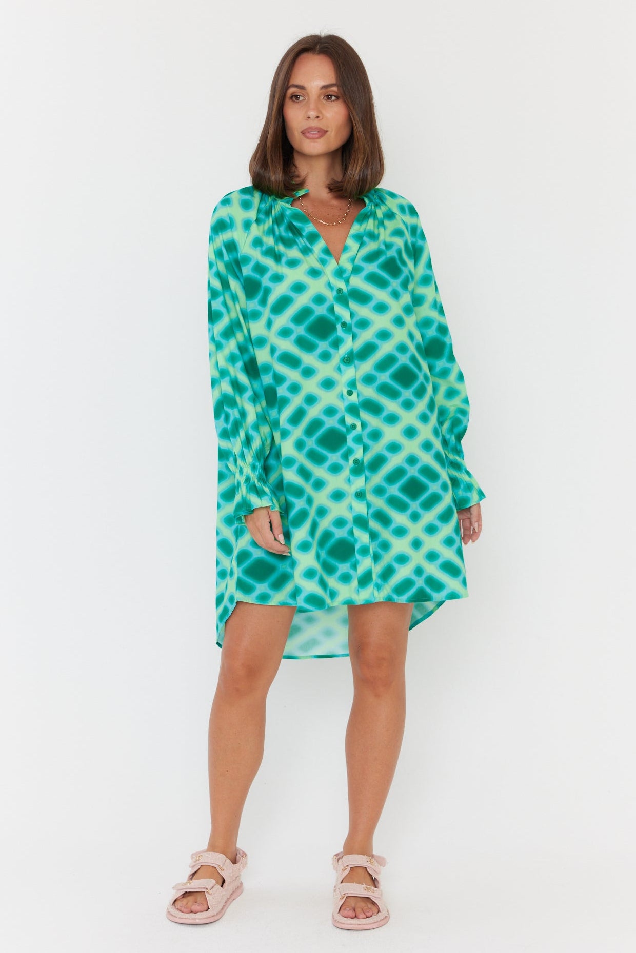 OLLIE Dress Emerald Crosshatch