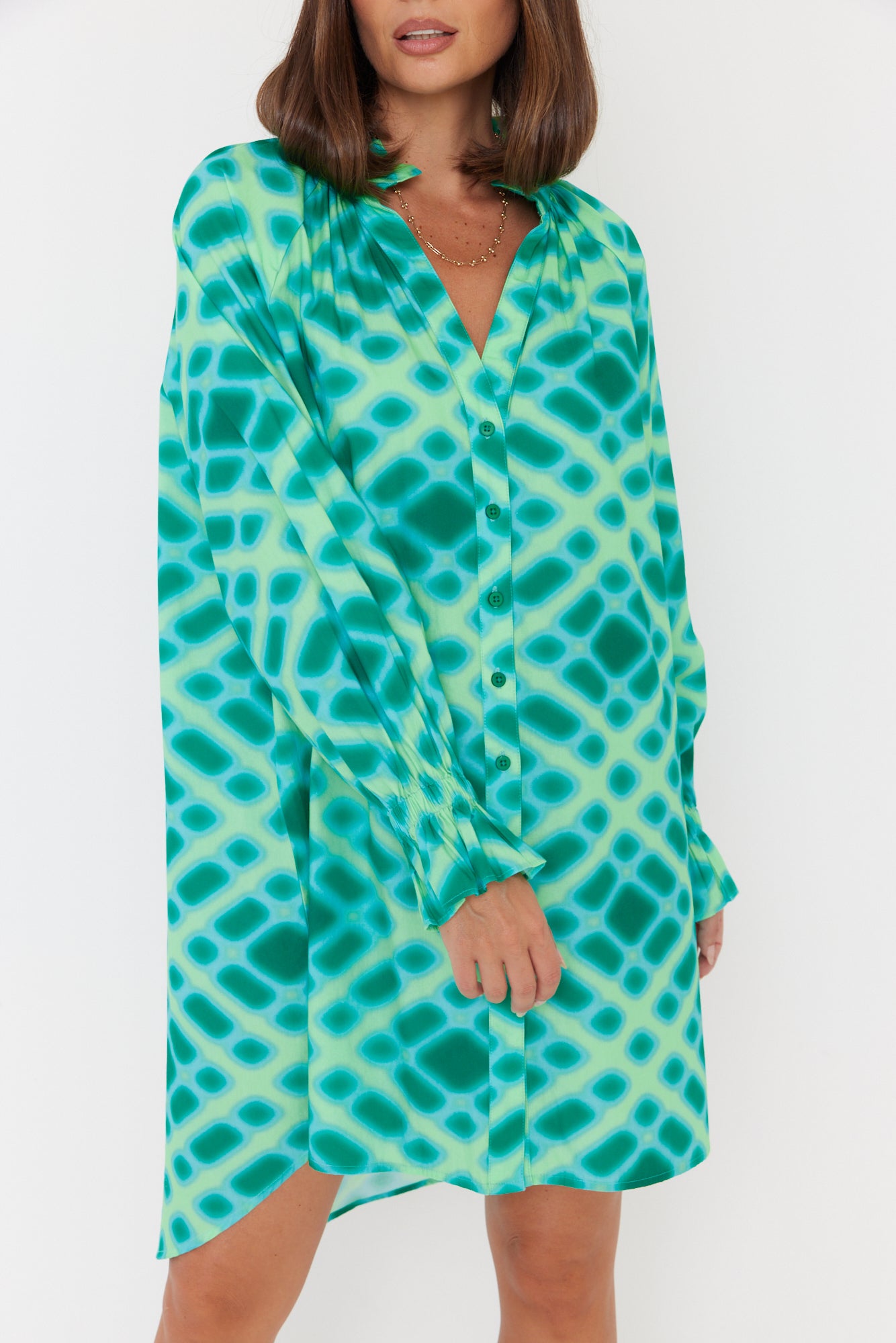 OLLIE Dress Emerald Crosshatch