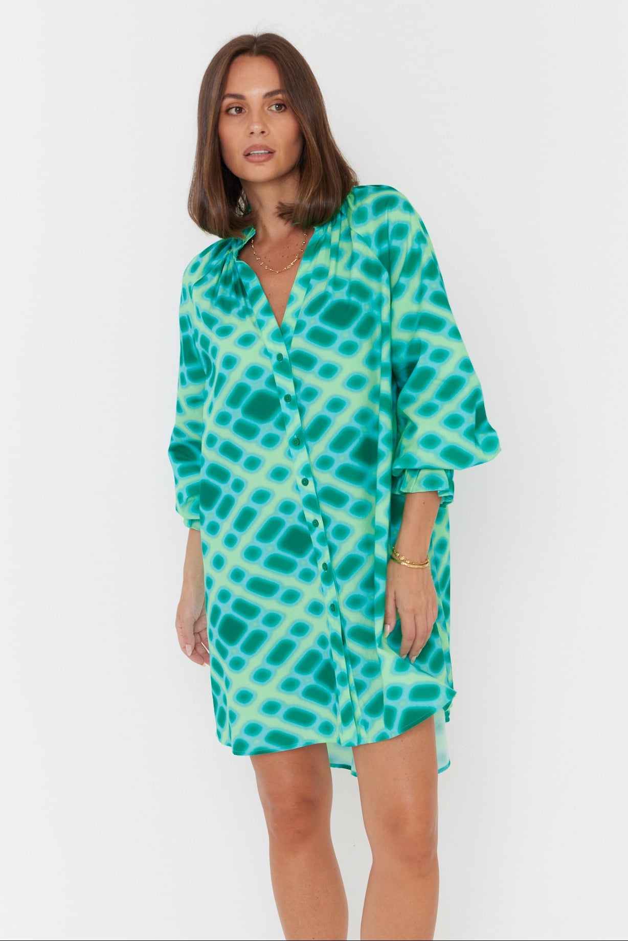 OLLIE Dress Emerald Crosshatch