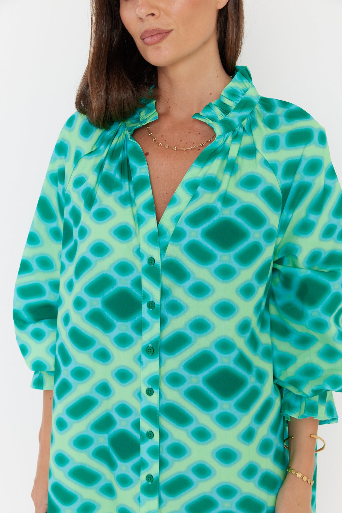 OLLIE Dress Emerald Crosshatch