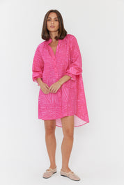 OLLIE Dress Hot Pink Brush Stoke