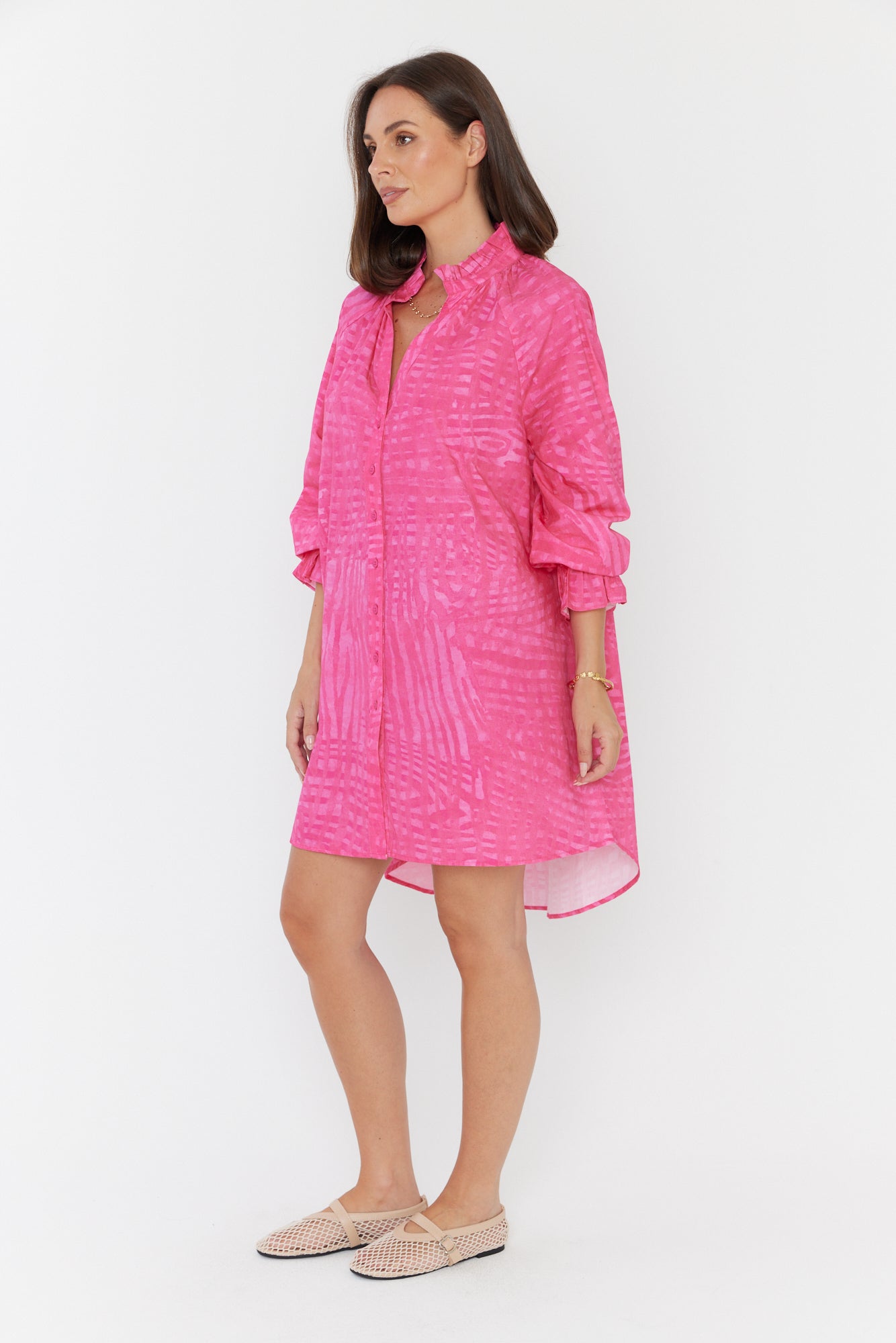 OLLIE Dress Hot Pink Brush Stoke