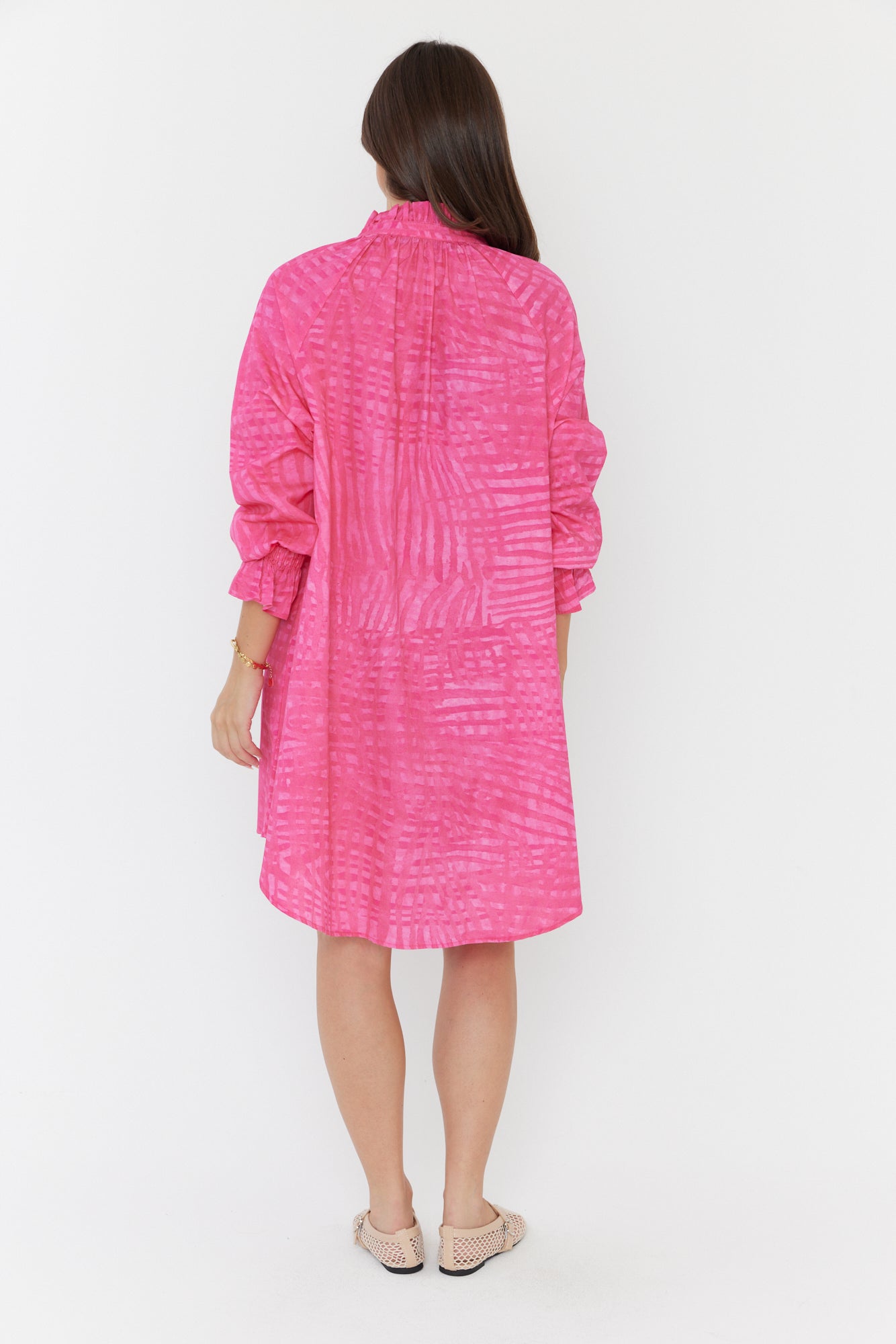 OLLIE Dress Hot Pink Brush Stoke