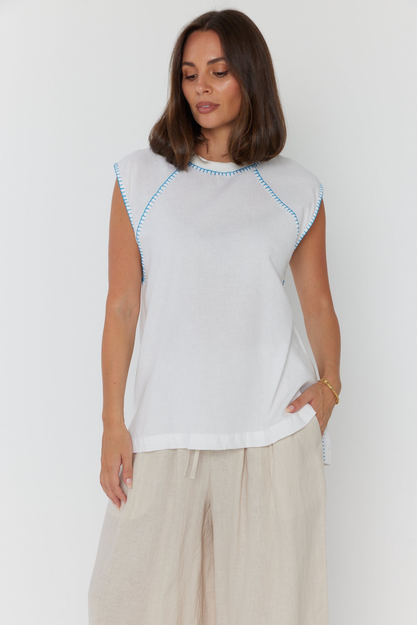 HUDSON Tank White/Electric Blue