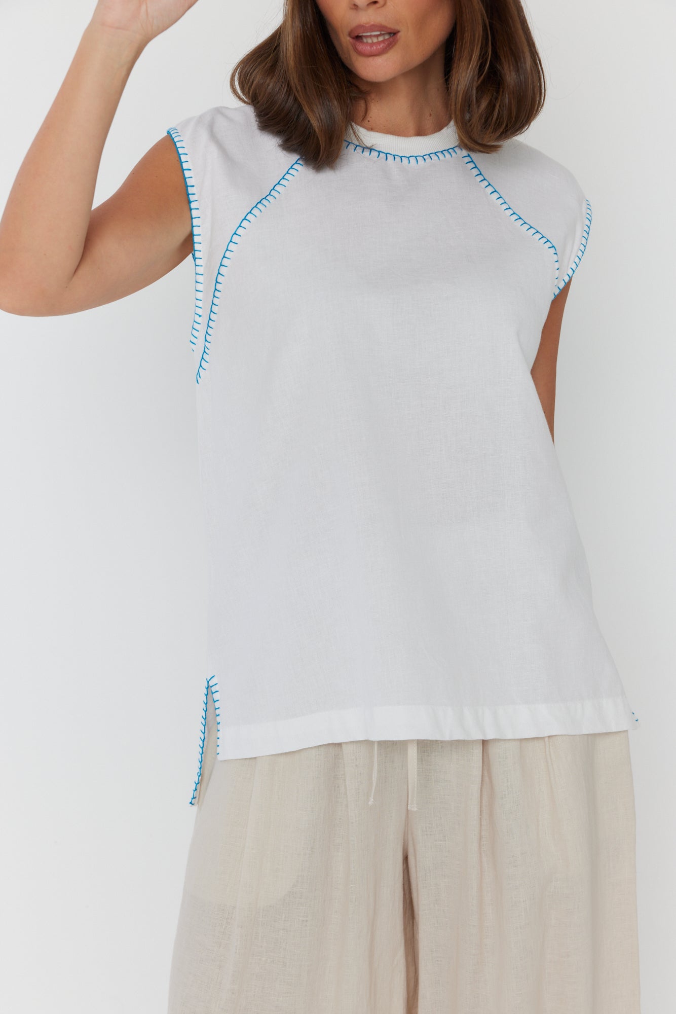 HUDSON Tank White/Electric Blue