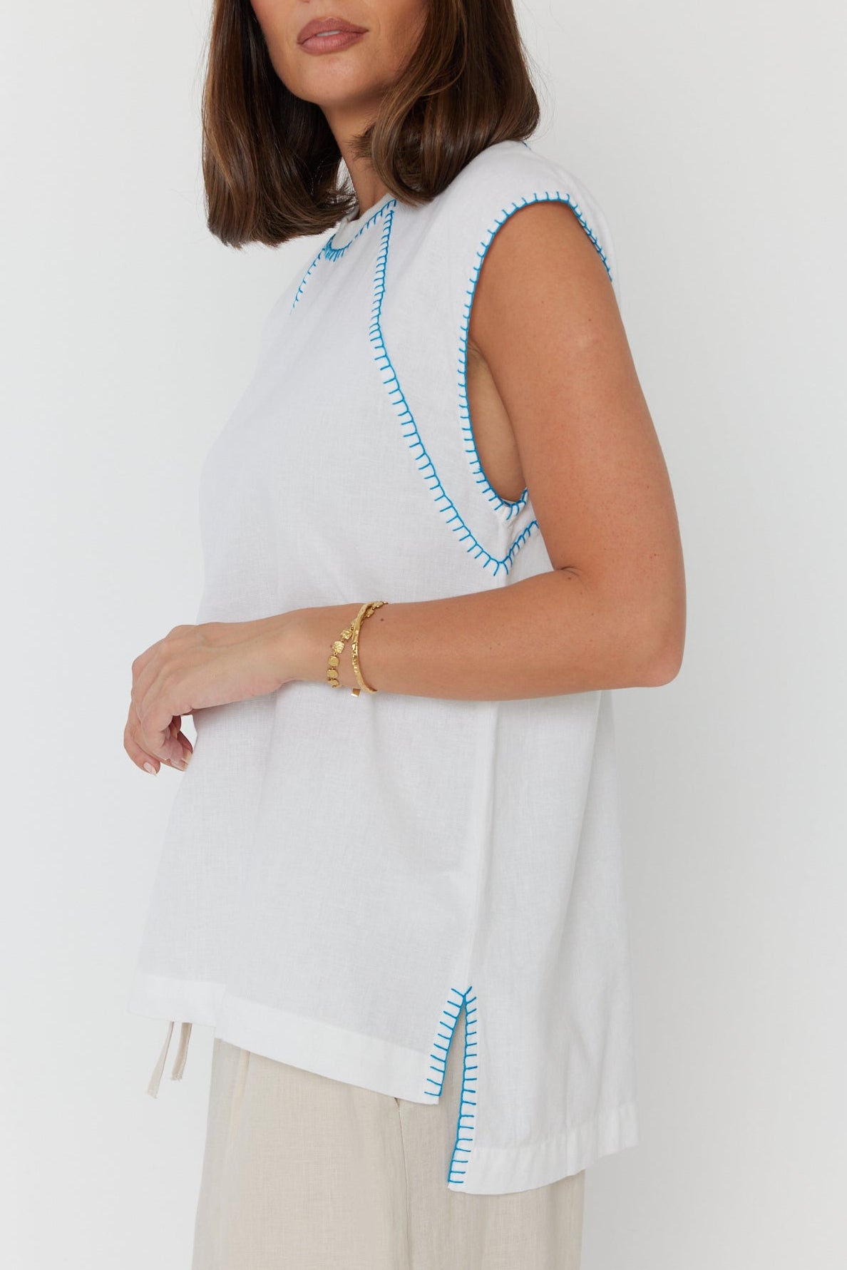 HUDSON Tank White/Electric Blue