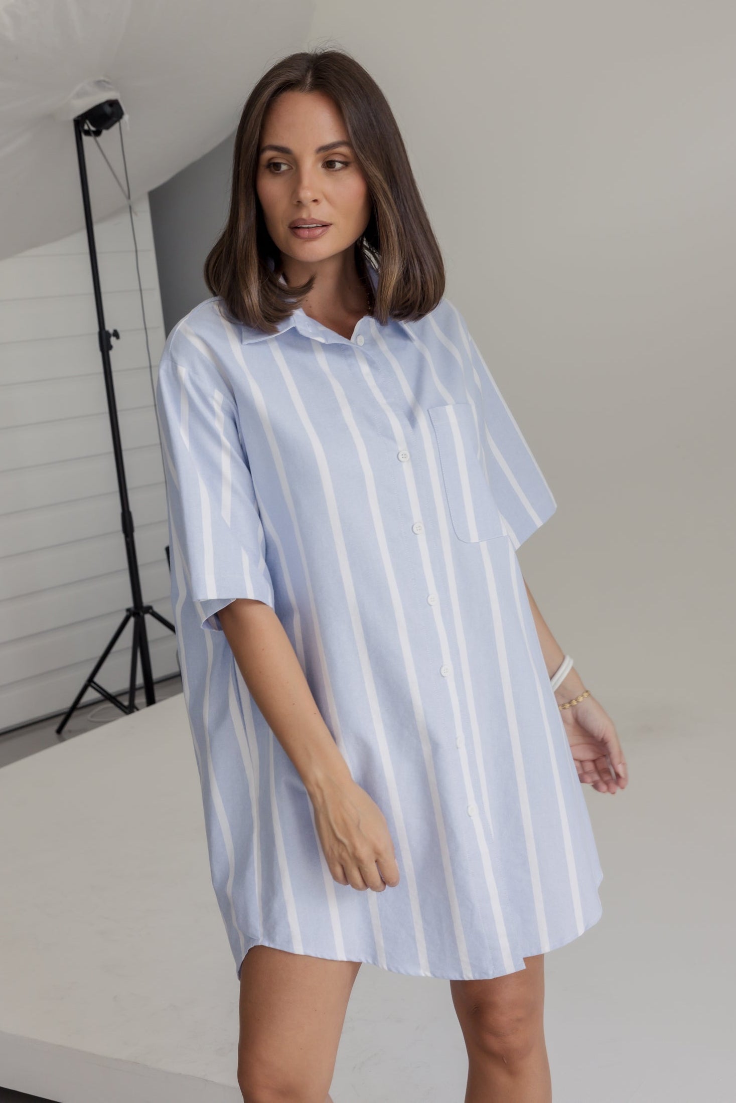 APEX Dress Chambray Blue Stripe