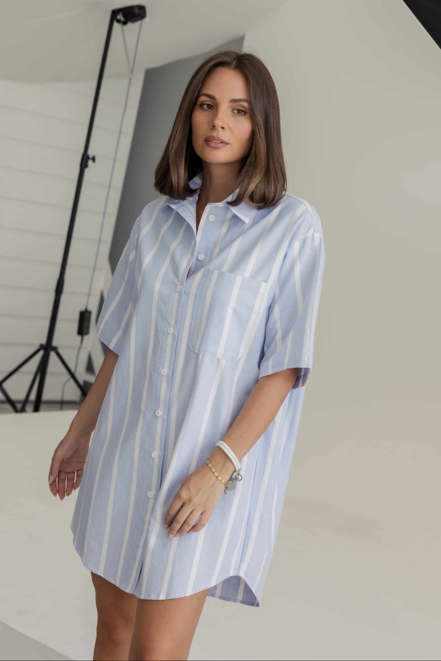 APEX Dress Chambray Blue Stripe