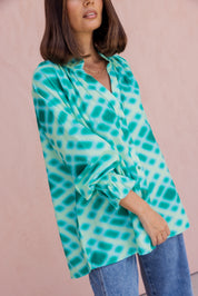 MEEKA Blouse Emerald Crosshatch