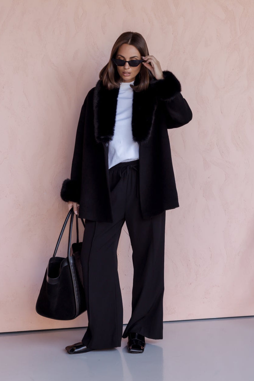 CARLO Faux Coat Black