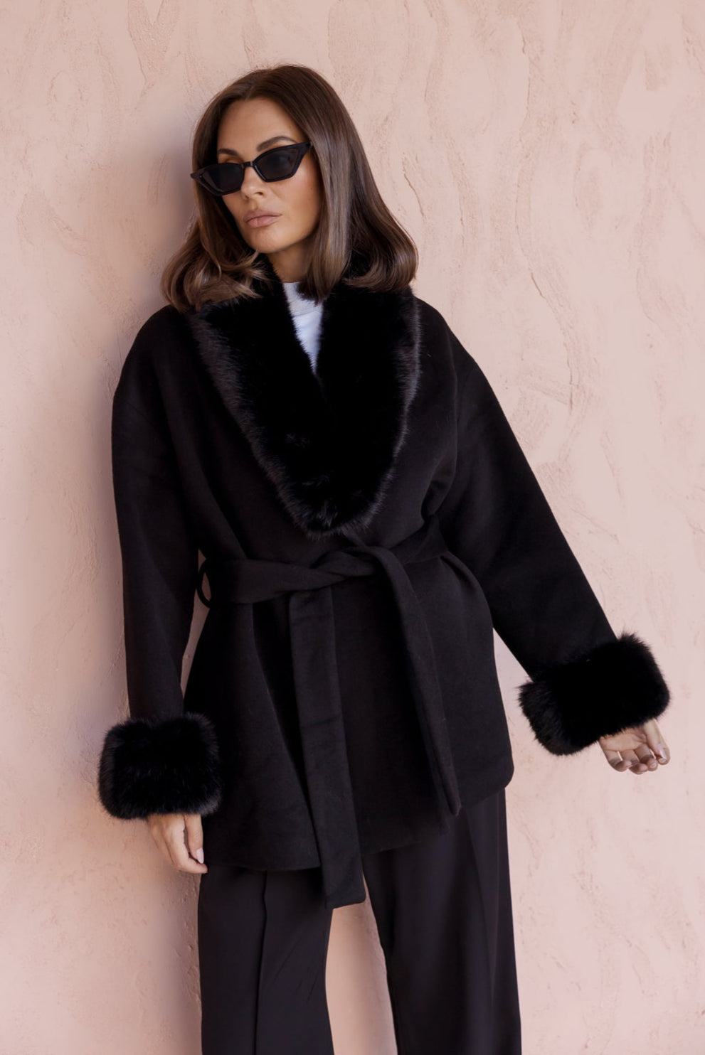 CARLO Faux Coat Black
