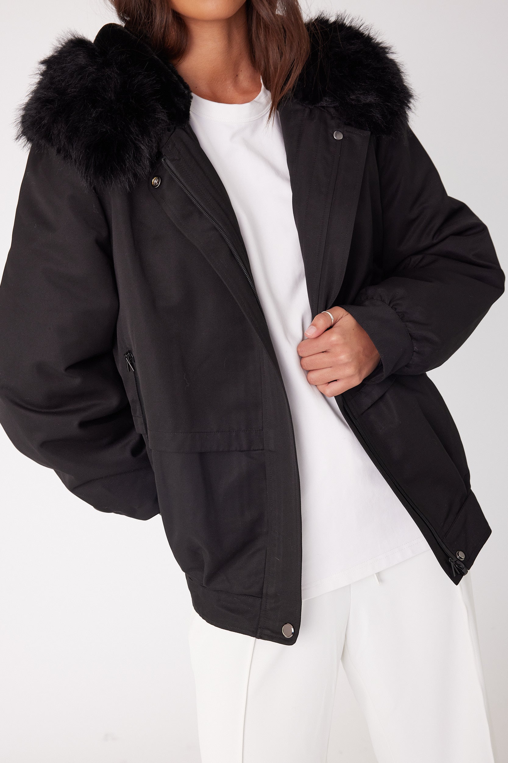 LENNOX Faux Jacket Black
